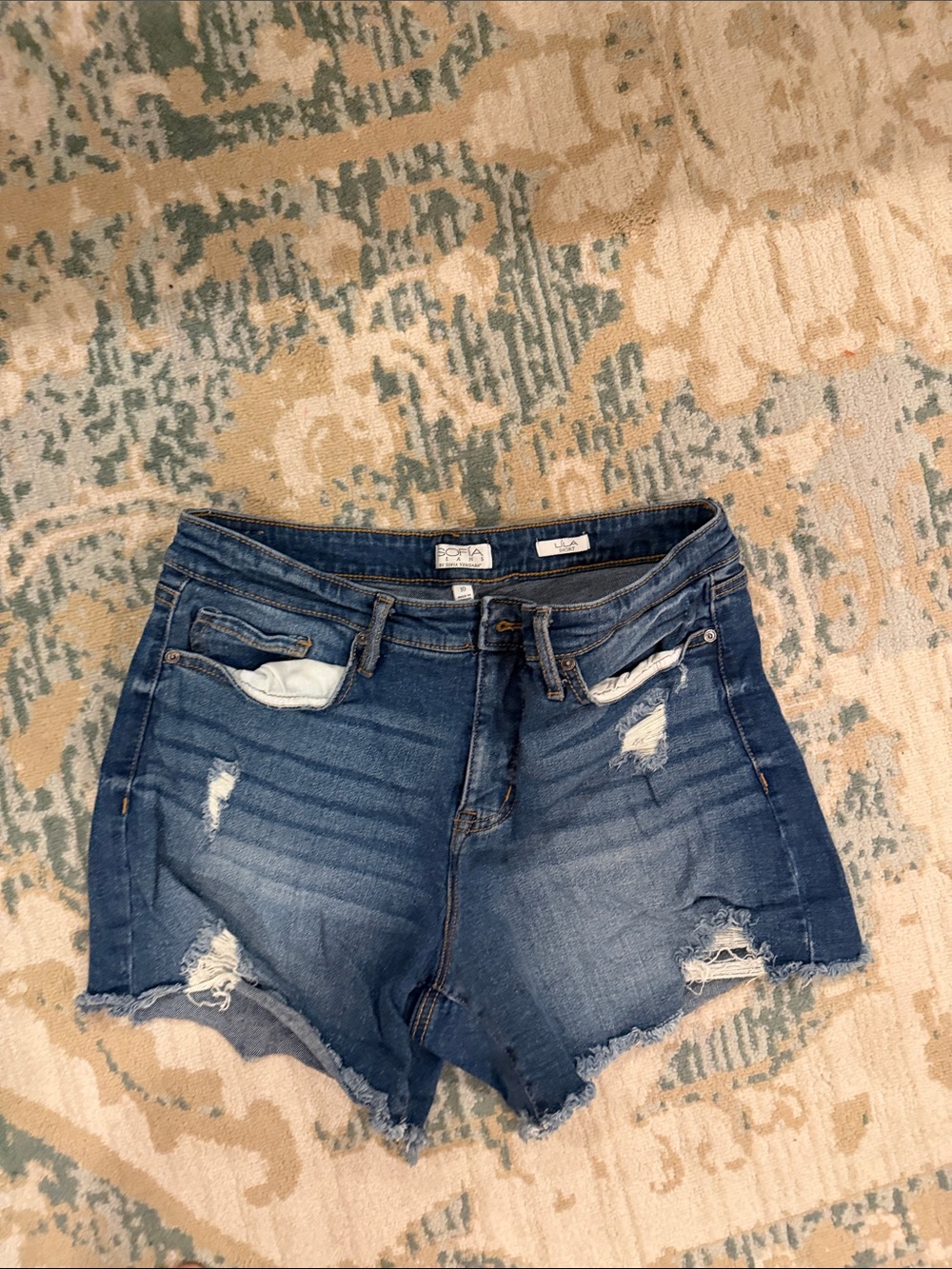 sofia by sofia vergara Distressed Denim Cutoff Shorts - Blue